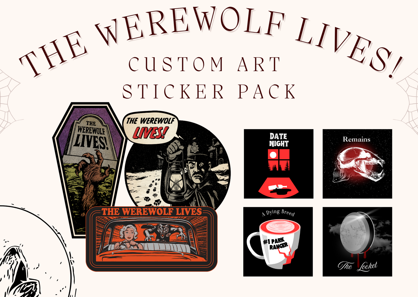 Custom Sticker Pack- The Werewolf Lives! by Daniel Fiddler & K. M. Lightfoot
