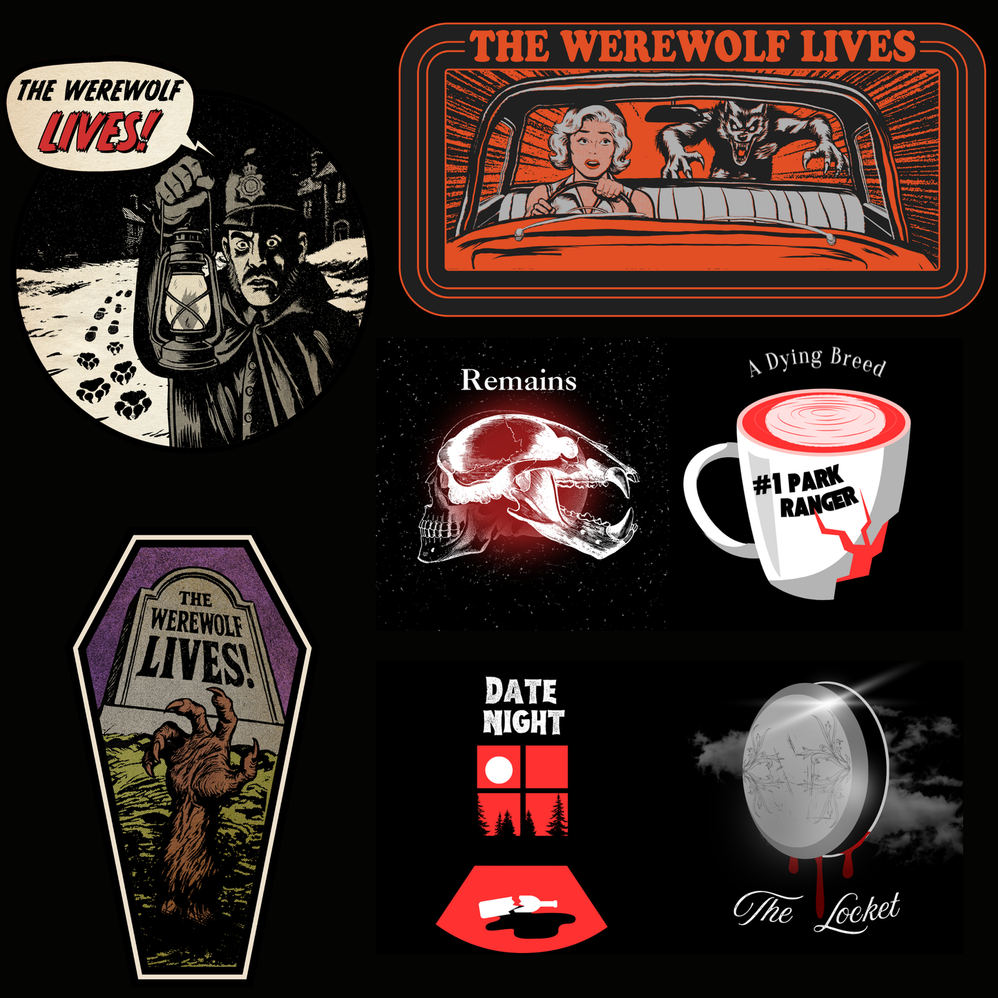 Custom Sticker Pack- The Werewolf Lives! by Daniel Fiddler & K. M. Lightfoot